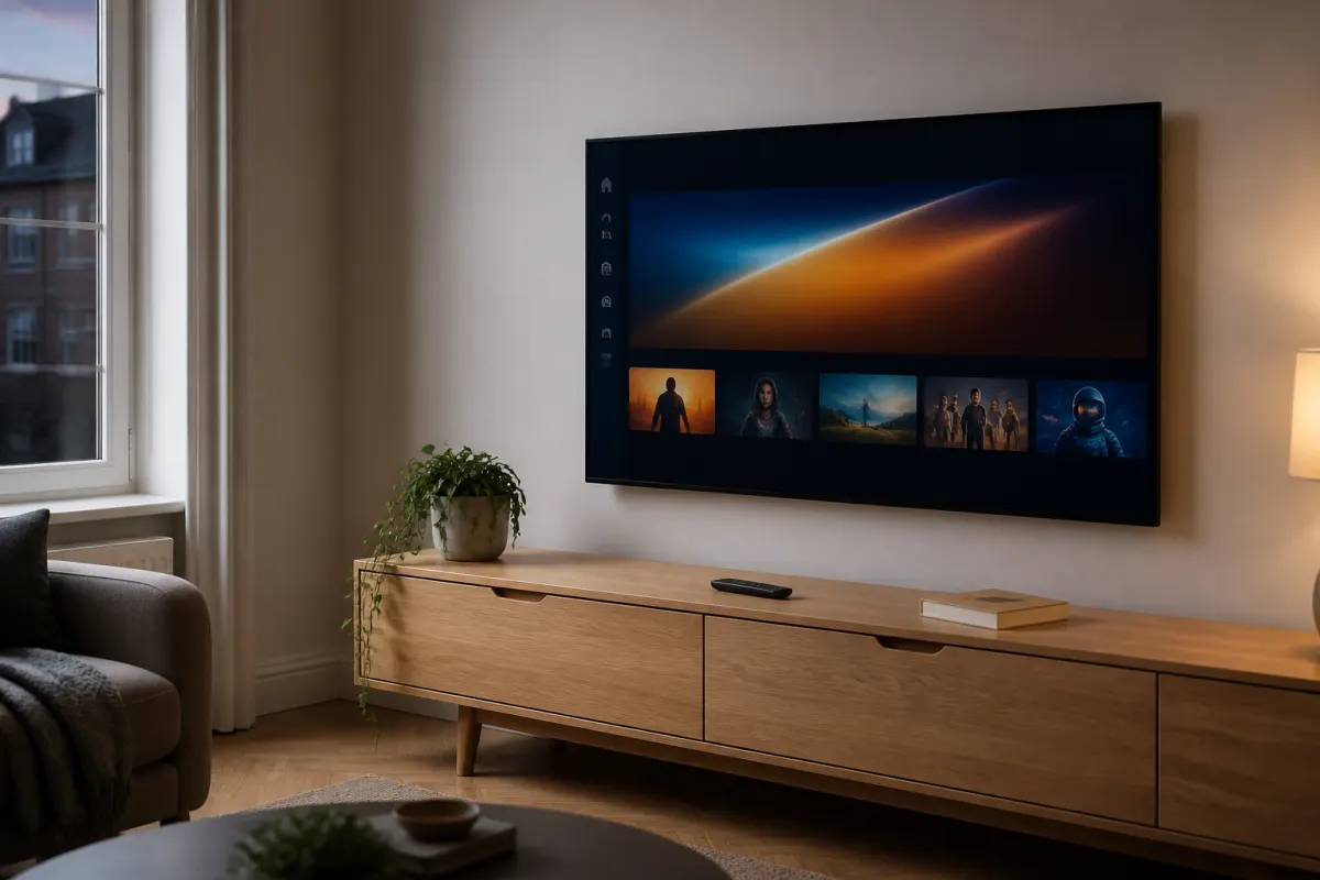 Living room TV ready for Best IPTV 4K UK setup